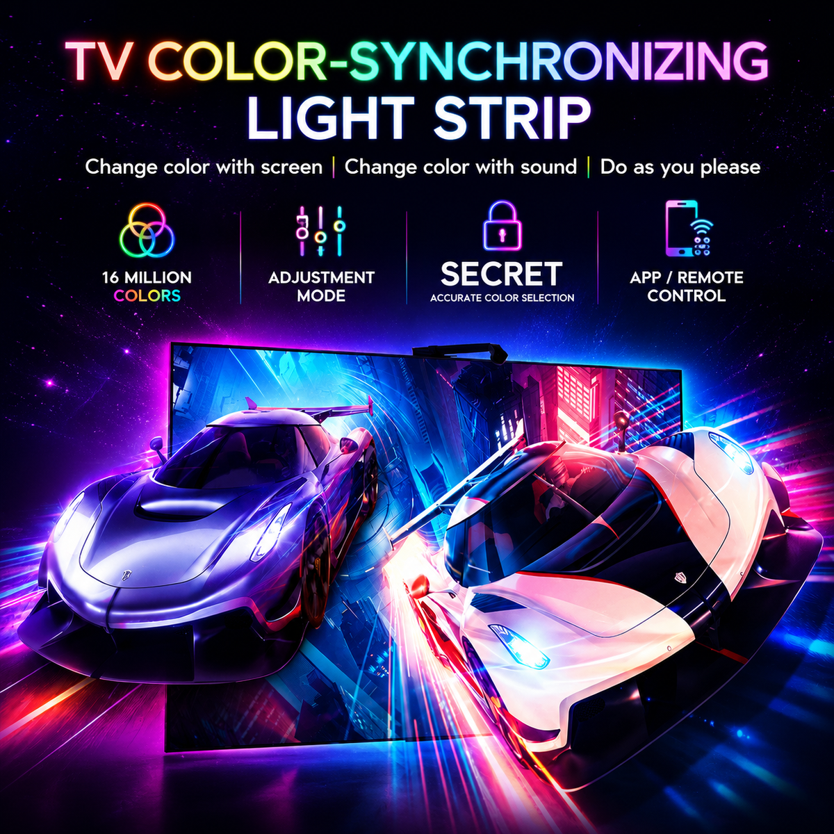 Bluetooth TV Sync RGB LED Ambient Light Strip